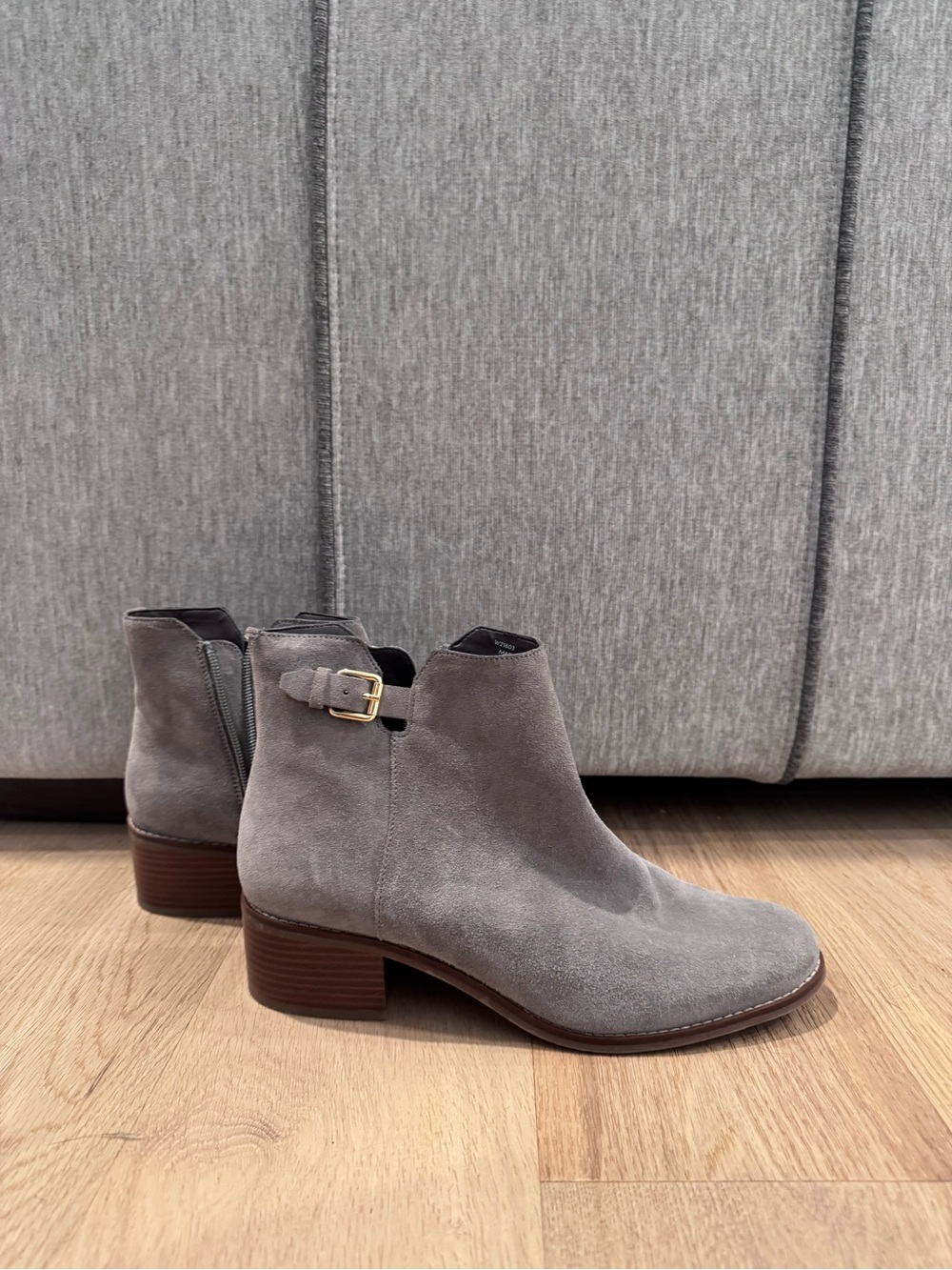 Cole Haan Gray Suede Ankle Booties with Buckle